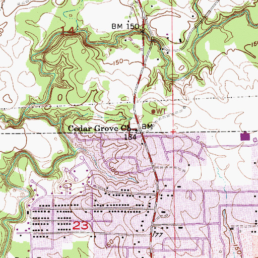Topographic Map of Cedar Grove Church, AL