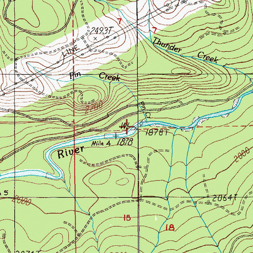 Topographic Map of Pin Creek, OR