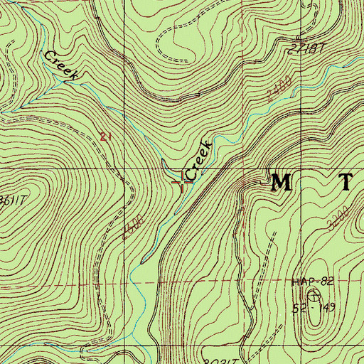 Topographic Map of Skin Creek, OR