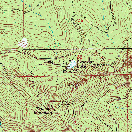Topographic Map of Skookum Lake, OR