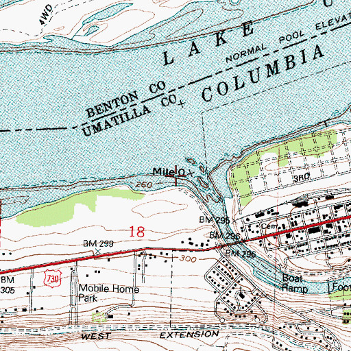 Topographic Map of Umatilla River, OR