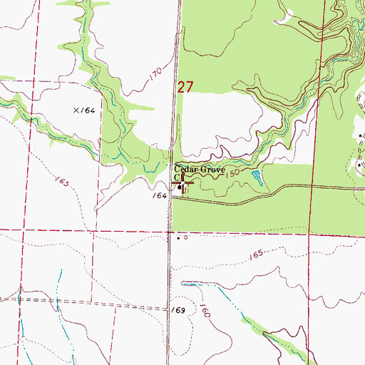 Topographic Map of Cedar Grove Church, AL