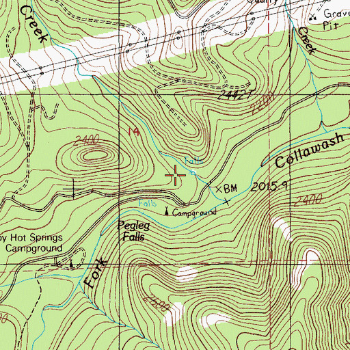 Topographic Map of Pegleg Falls, OR