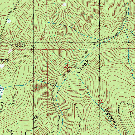 Topographic Map of Worsted Creek, OR