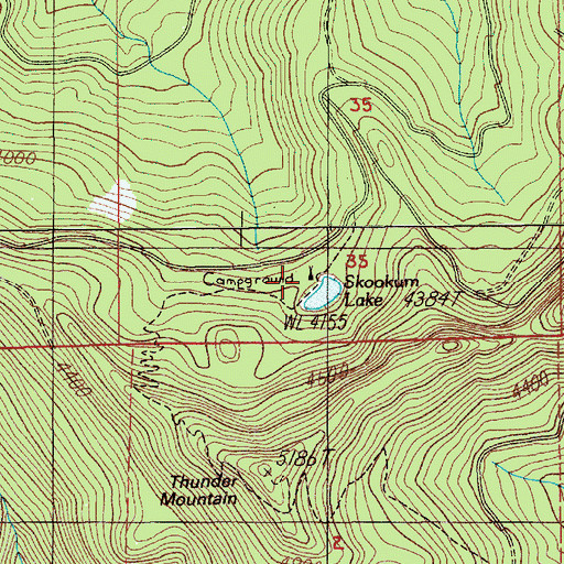 Topographic Map of Skookum Lake Campground, OR