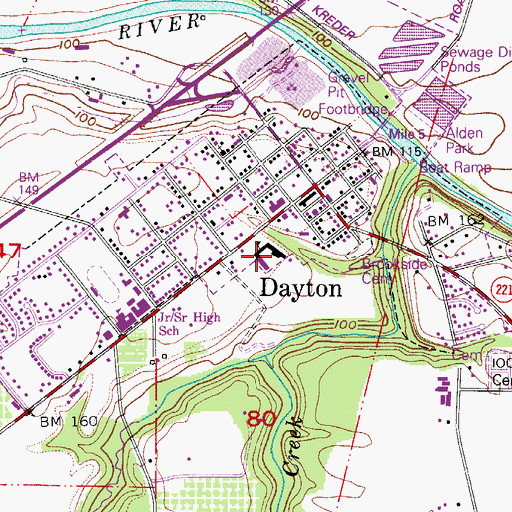 Topographic Map of Dayton Grade School, OR