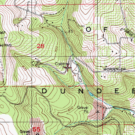 Topographic Map of Crabtree Park, OR