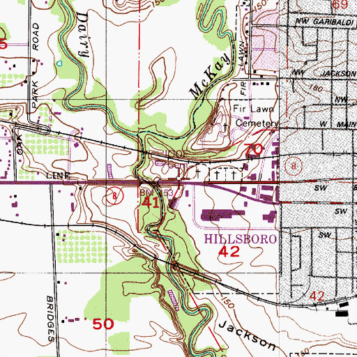 Topographic Map of Independent Order of Odd Fellows Cemetery, OR