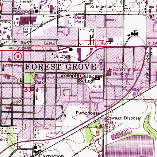 Topographic Map of Joseph Gale Park, OR