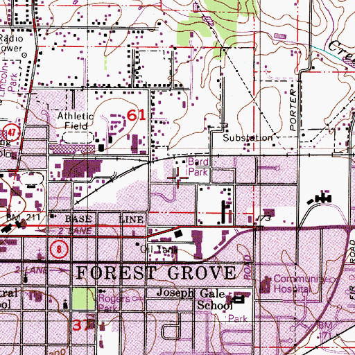 Topographic Map of Bard Park, OR