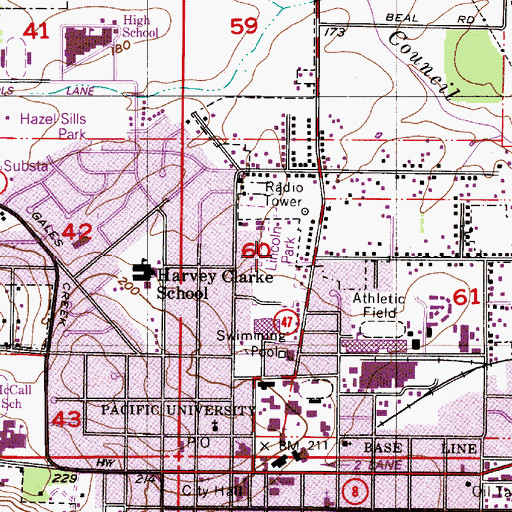 Topographic Map of Lincoln Park, OR