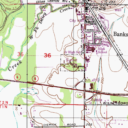 Topographic Map of Sunset Park, OR
