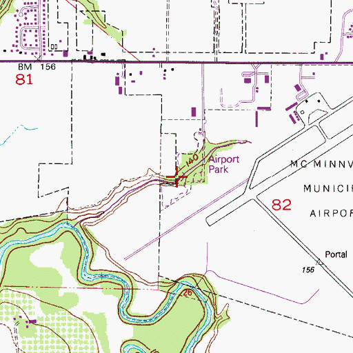 Topographic Map of Airport Park, OR