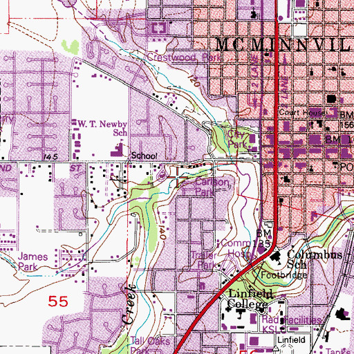 Topographic Map of Carlson Park (historical), OR