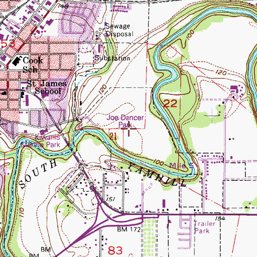 Topographic Map of Joe Dancer Park, OR