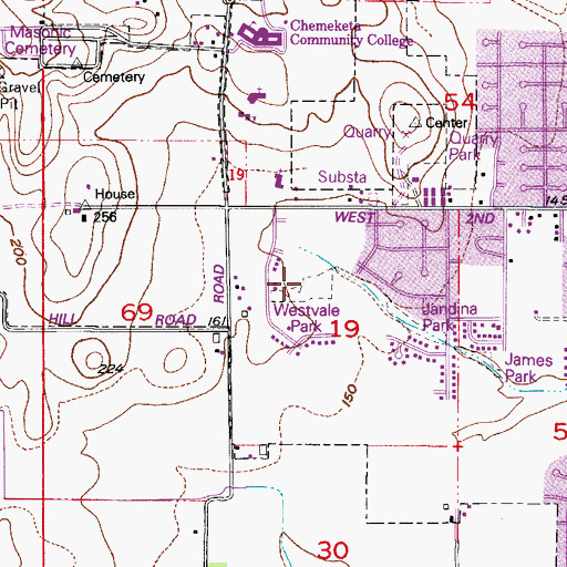 Topographic Map of Westvale Park, OR