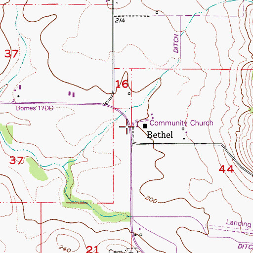 Topographic Map of Bethel Community Church, OR