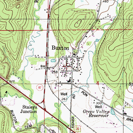 Topographic Map of Buxton, OR