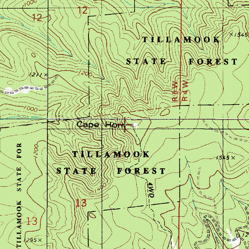 Topographic Map of Cape Horn, OR