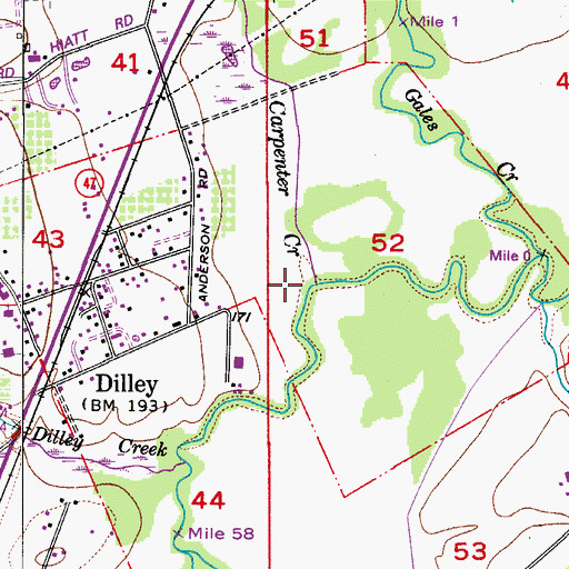 Topographic Map of Carpenter Creek, OR