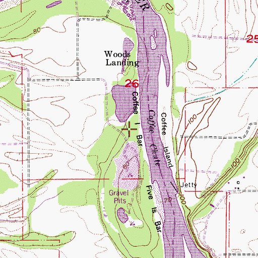 Topographic Map of Coffee Island Bar, OR