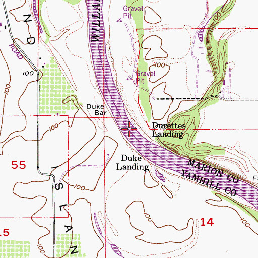 Topographic Map of Durettes Landing, OR