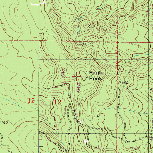 Topographic Map of Eagle Peak, OR