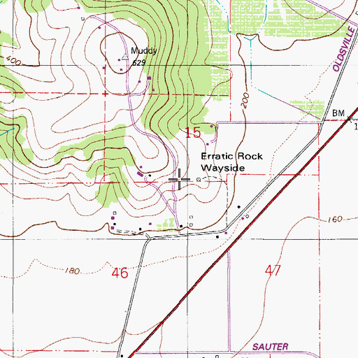 Topographic Map of Erratic Rock State Park, OR