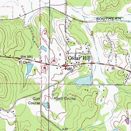 Topographic Map of Cedar Hill, AL