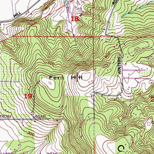 Topographic Map of Fern Hill, OR