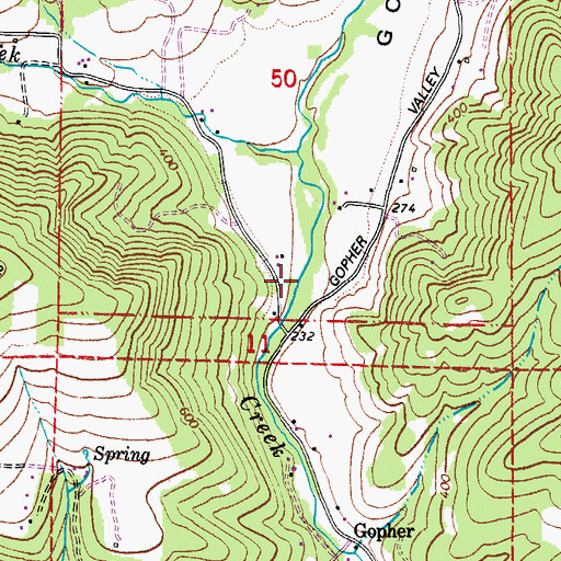 Topographic Map of Gopher Valley, OR