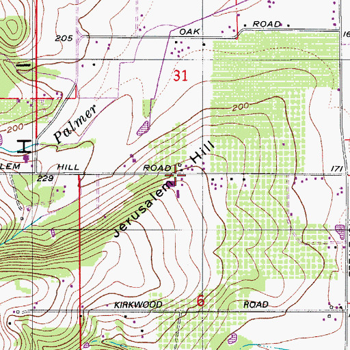 Topographic Map of Jerusalem Hill, OR