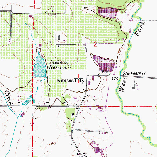 Topographic Map of Kansas City, OR