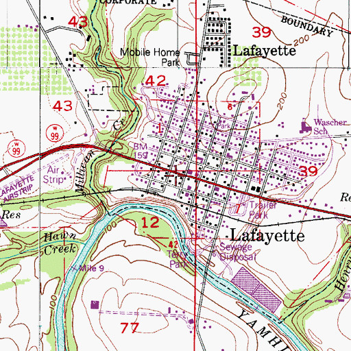 Topographic Map of Lafayette, OR