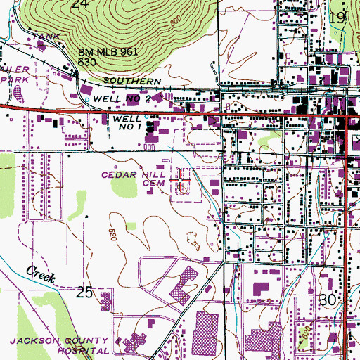 Topographic Map of Cedar Hill Cemetery, AL
