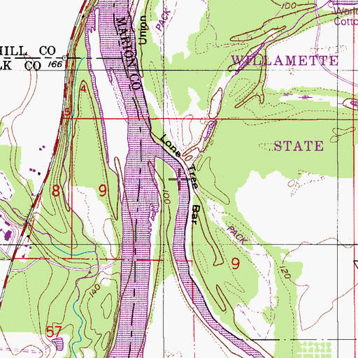 Topographic Map of Lone Tree Bar, OR