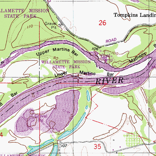 Topographic Map of Lower Martine Bar, OR