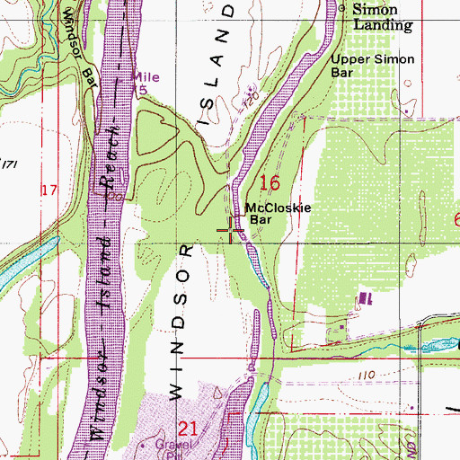Topographic Map of McCloskie Bar, OR