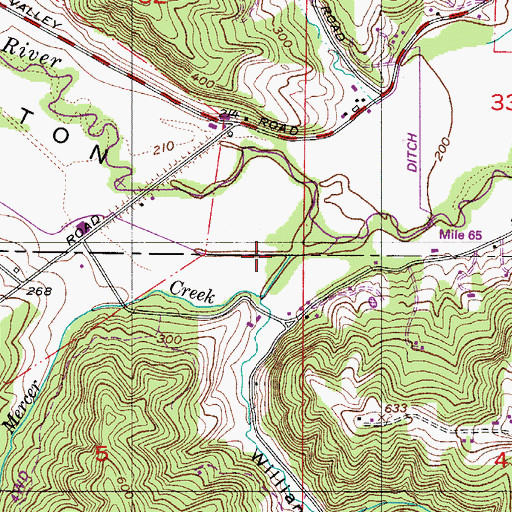Topographic Map of Mercer Creek, OR