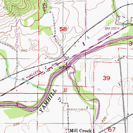 Topographic Map of Mill Creek, OR