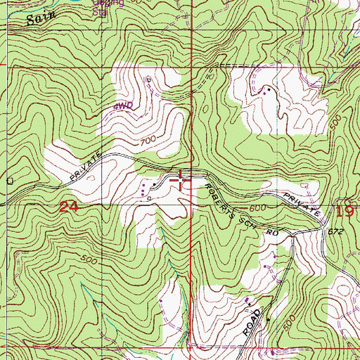 Topographic Map of Roberts School (historical), OR