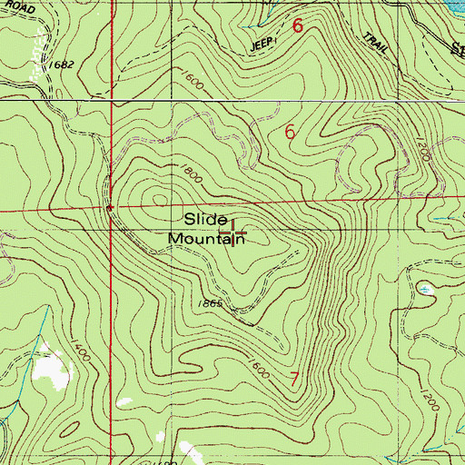 Topographic Map of Slide Mountain, OR