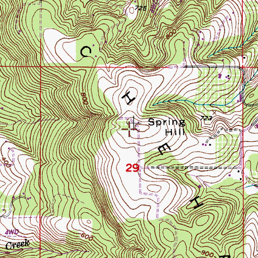 Topographic Map of Spring Hill, OR
