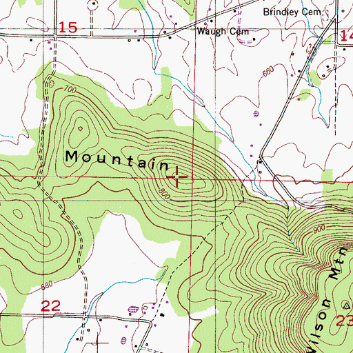 Topographic Map of Cedar Mountain, AL