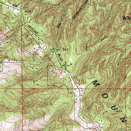 Topographic Map of Tualatin Mountains, OR