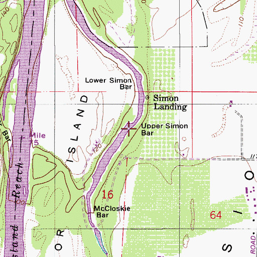 Topographic Map of Upper Simon Bar, OR