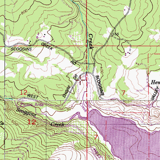 Topographic Map of Wall Creek, OR