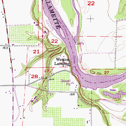 Topographic Map of Weston Landing, OR