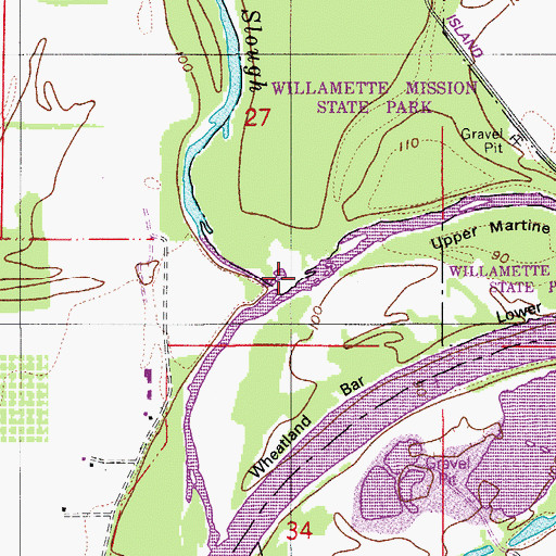 Topographic Map of Wheatland Dam (historical), OR