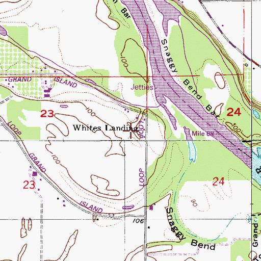 Topographic Map of Whites Landing, OR